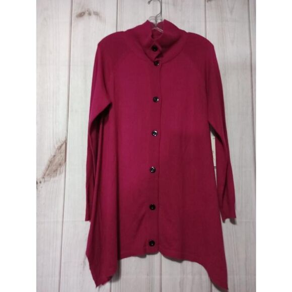 Kenneth Cole Ladies Large Pink Long Sleeve Cardigan Sweater‎ Wool Blend - Picture 1 of 8